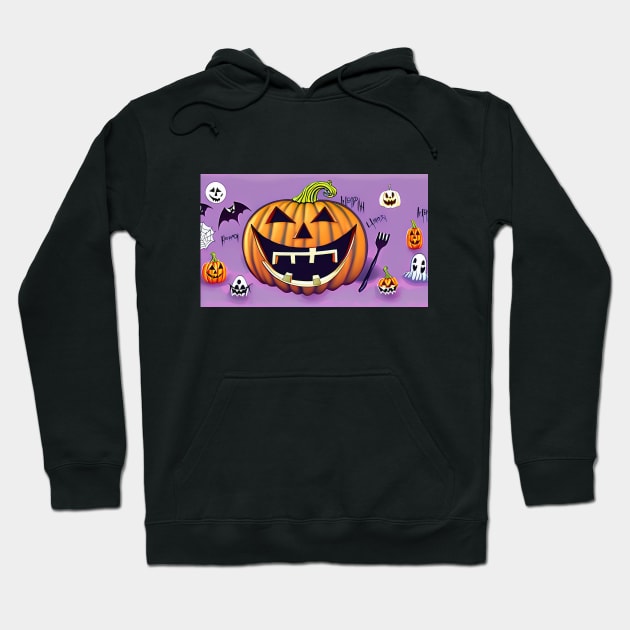 Jack-o'-lantern with Teeth and a Fork Hoodie by Tee Trendz